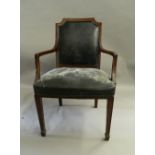 A late 19th/early 20th century mahogany open armchair. 60 cm wide.