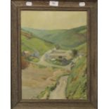 L BARNARD, Rural Village Scene, oil on canvas, dated 1914, framed. 40 x 30 cm.