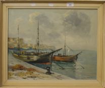 VITOLANTE PEZZELLA (1922-1992), Harbour Scene, oil on canvas, framed. 50 x 41 cm.