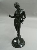 After the Antique, patinated bronze of a classical figure. 40 cm high.