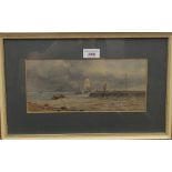 C H HARRISON, Boats off Yarmouth Harbour, watercolour, signed and dated 1879, framed and glazed.