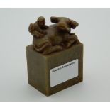 A Chinese jade seal. 8 cm high.