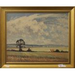 HUGH BOYCOTT BROWN, East Anglian Landscape, oil on board, framed. 49.5 x 40 cm.