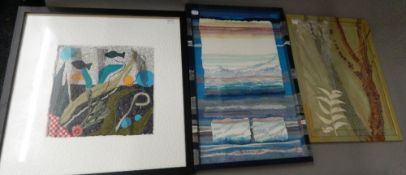 BARBARA McGIRR, two framed collages and another. The smallest 33 x 45 cm.