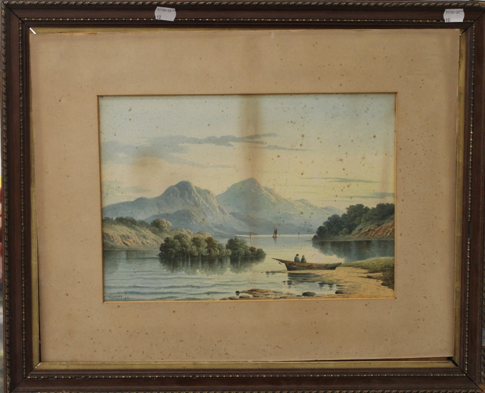 W LANGLEY, Castle Scene, watercolour, framed and glazed, 36 x 25 cm; together with Lake Landscape, - Image 2 of 3