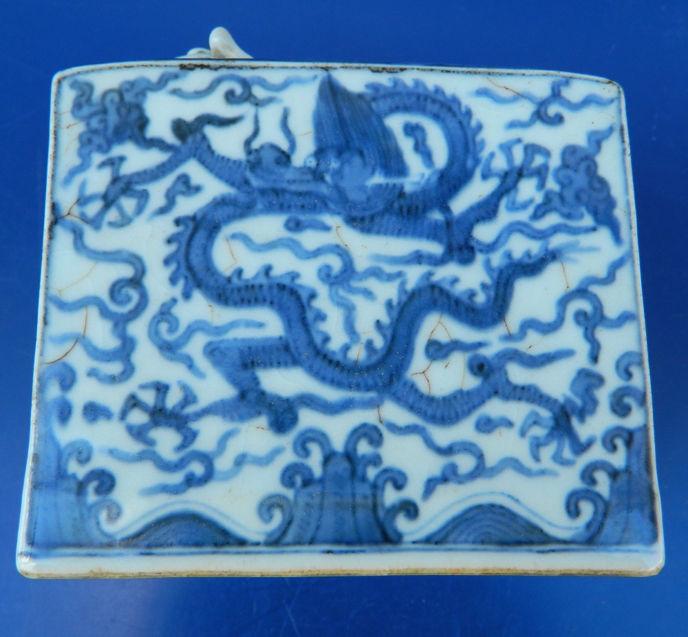 A Chinese blue and white porcelain water pot Of square section form, - Image 5 of 11