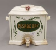 A Victorian Wedgwood pottery raspberry dispenser. 27 cm high.