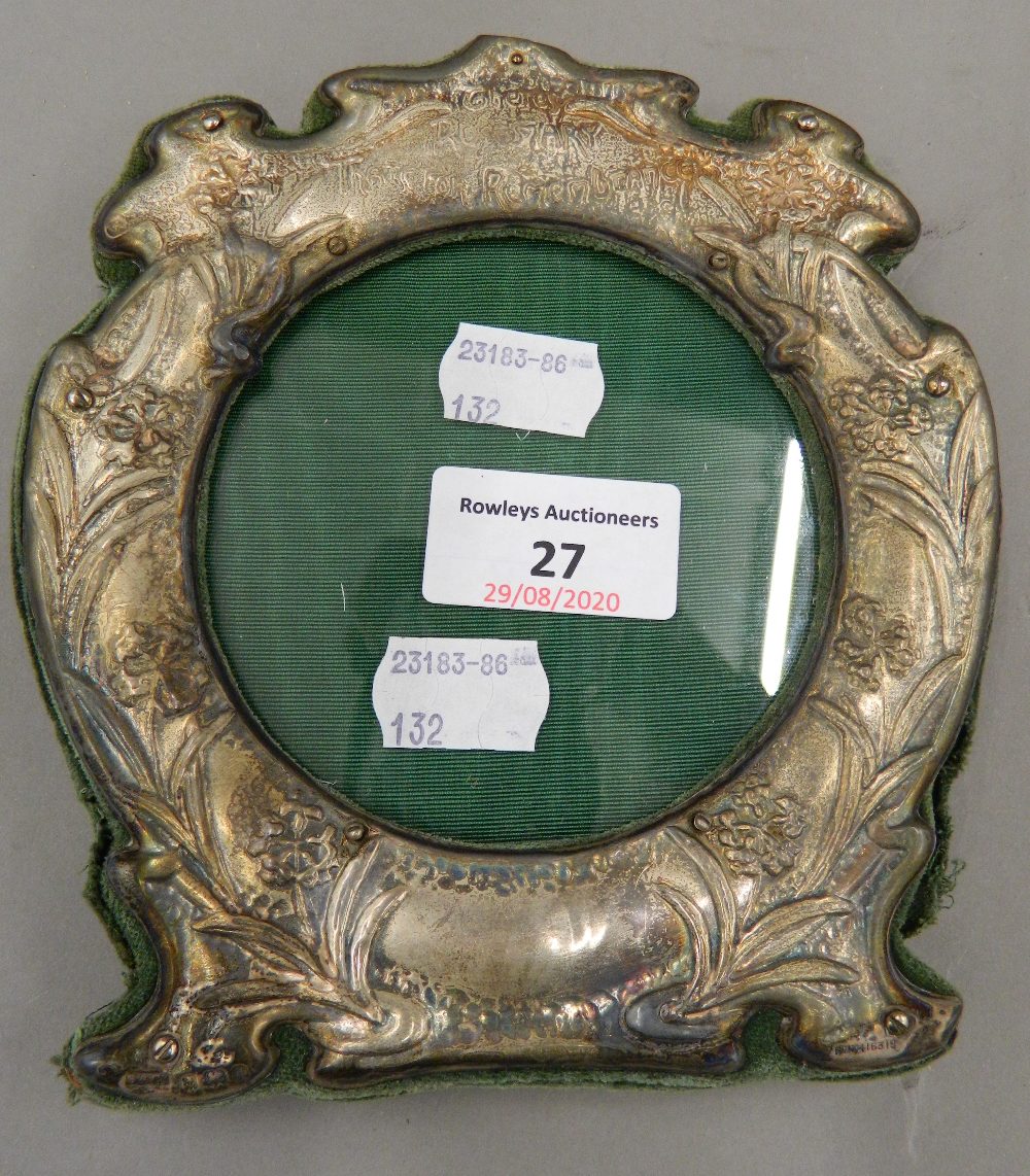 An Art Nouveau silver photograph frame, inscribed ''There's Rosemary That's For Remembrance''. - Image 4 of 7