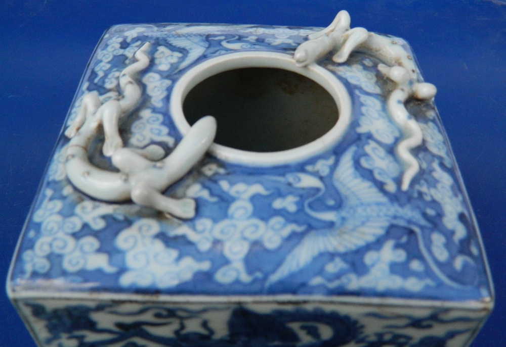 A Chinese blue and white porcelain water pot Of square section form, - Image 3 of 11