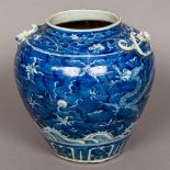 A 19th century Chinese blue and white porcelain vase Of squat bulbous form,