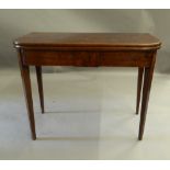 A 19th century mahogany card table. 89 cm wide.