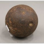 An 18th century canon ball from Tilbury Fort, Essex. 12 cm diameter.