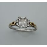 A 9 ct gold and silver ring. Ring Size L (2.