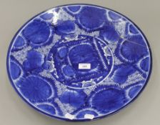 A late 19th century Japanese blue and white porcelain charger. 46 cm diameter.