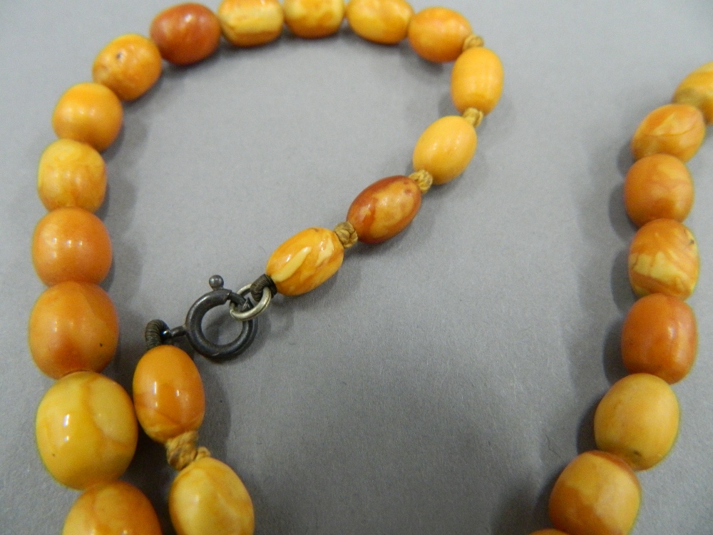 An amber bead necklace and two others. The largest 48 cm long. - Image 11 of 15