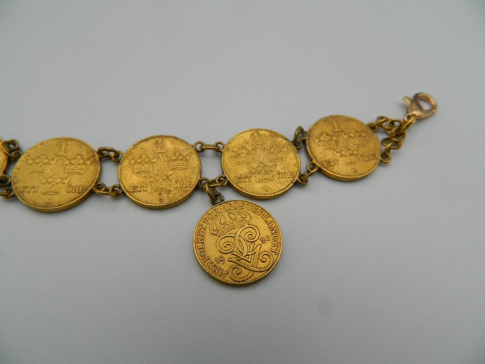 A Swedish Ore coin bracelet. 20 cm long. - Image 7 of 7