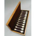 A boxed collection of RSPB silver teaspoons with COA (10.