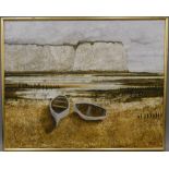 JOHN RIDGEWELL (1937-2004) British (AR), Coast, Two Boats, oil on canvas, signed,