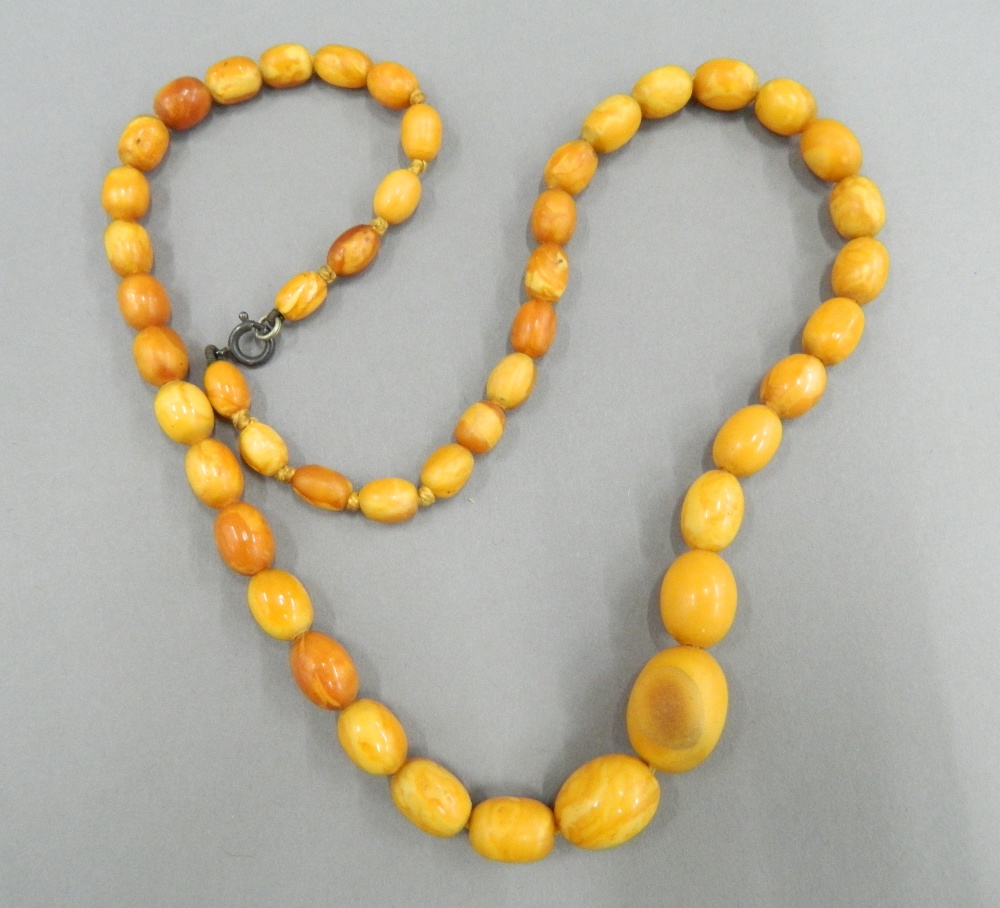 An amber bead necklace and two others. The largest 48 cm long. - Image 9 of 15