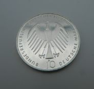 A 10 Deutsche Mark silver coin