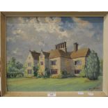 JANE WHITTAKER, English Manor House, oil on board, framed. 44.5 x 35 cm.