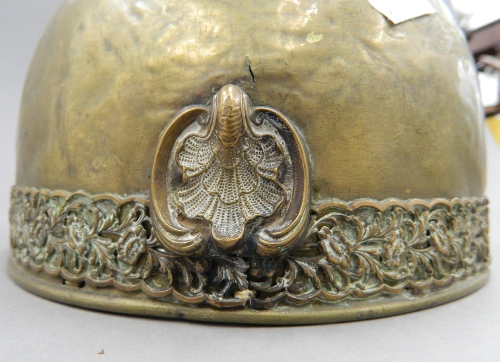 An Antique Ottoman/Turkish brass helmet. 22 cm high. - Image 8 of 13
