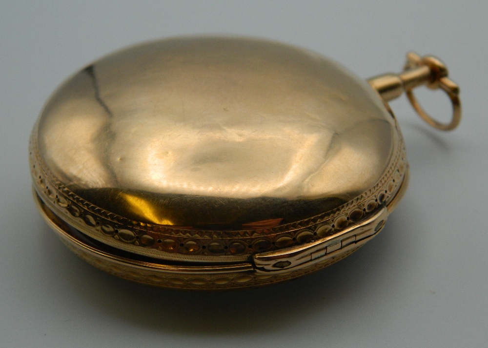 An 18 ct gold Verge repeating pocket watch. 6 cm diameter (147. - Image 3 of 4