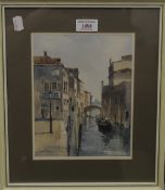 TOM GROOM, Venice Canal Scene, watercolour, framed and glazed. 17.5 x 22.5 cm.