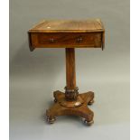 A William IV rosewood Pembroke side table. 73 cm wide flaps up.