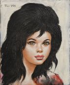 ETIENNE ROTH (20TH CENTURY), Big Eyed Girl, oil on canvas, signed, unframed. 22 x 27 cm.