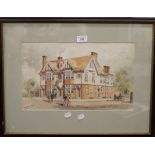 A R M, The Essex Hotel, watercolour, signed with monogram, framed and glazed. 40.5 x 24.5 cm.