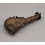 An antique camel scrotum powder flask. 20.5 cm high.