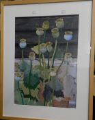 BARBARA McGIRR, Barn Poppies, collage, framed and glazed. 34.5 x 50 cm.