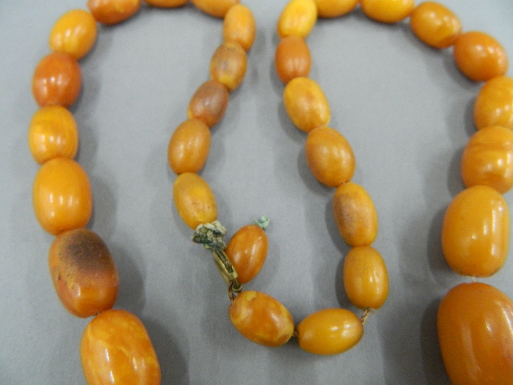 An amber bead necklace and two others. The largest 48 cm long. - Image 6 of 15