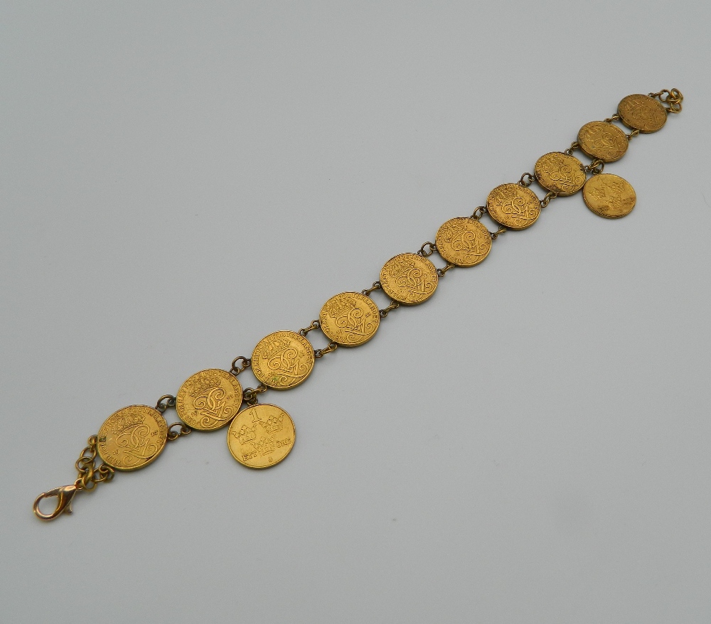 A Swedish Ore coin bracelet. 20 cm long. - Image 2 of 7