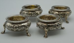 A set of four Victorian silver salts, hallmarked for London 1860,