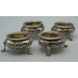 A set of four Victorian silver salts, hallmarked for London 1860,