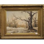NILS H CHRISTIANSEN, Winter Forest Landscape, oil, signed, framed. 67 x 46 cm.