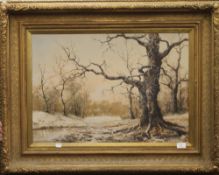 NILS H CHRISTIANSEN, Winter Forest Landscape, oil, signed, framed. 67 x 46 cm.