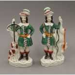 A pair of Victorian Staffordshire figures. 25 cm high.