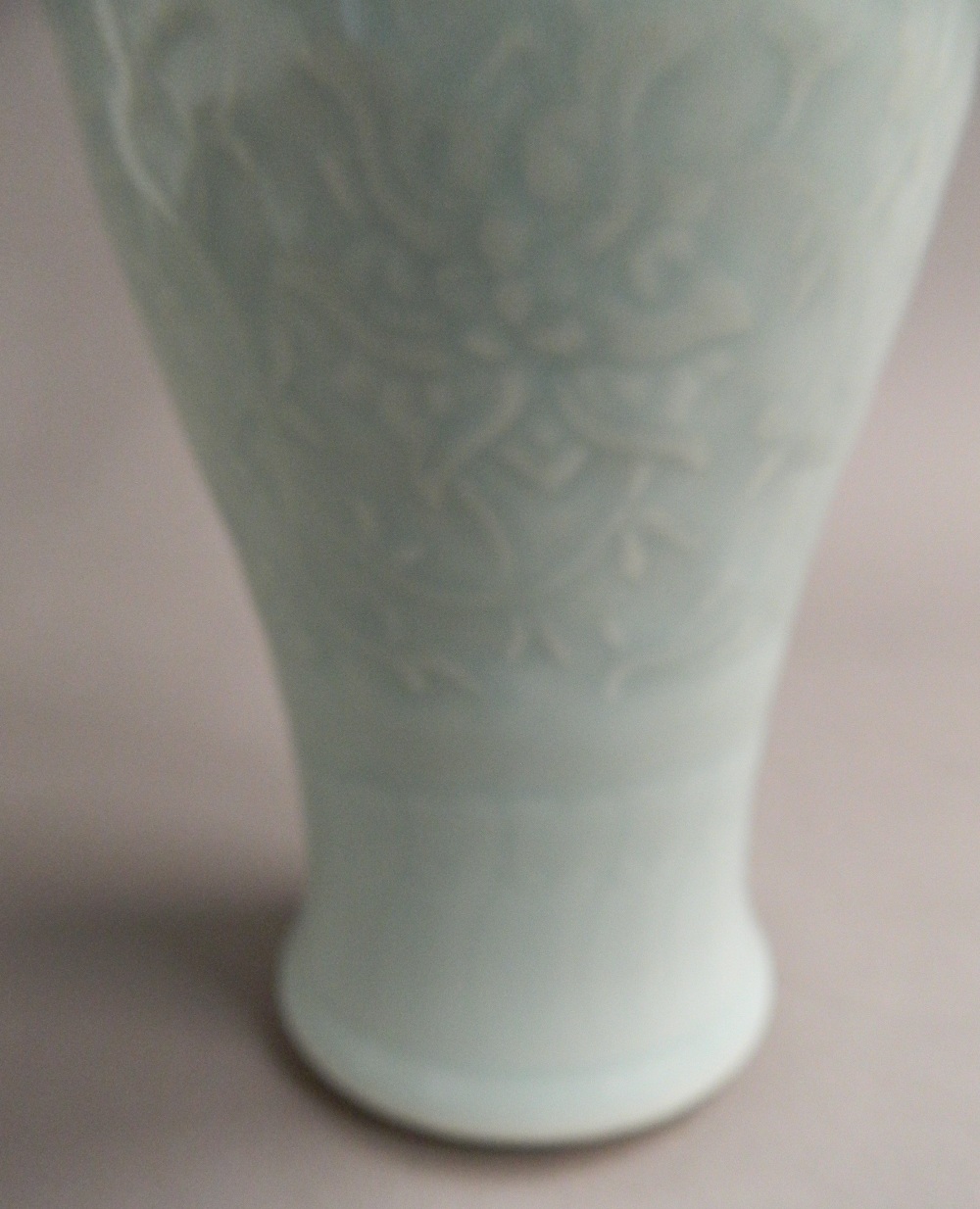 A Chinese porcelain vase Of slender baluster form, with all over celadon glaze, - Image 4 of 9