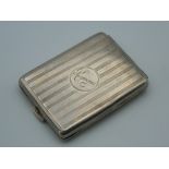 A small hallmarked silver match case. 6 cm high (26 grammes).