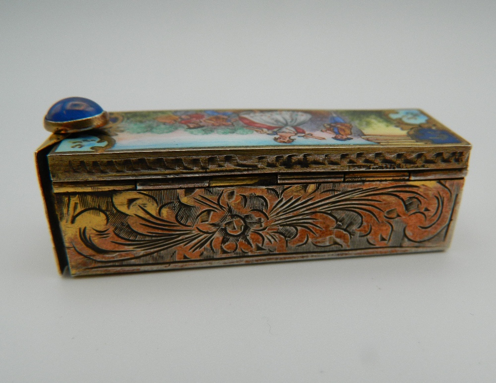 An 800 silver and enamel compact. 5.5 cm long. - Image 3 of 9