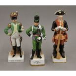 Three porcelain models of soldiers