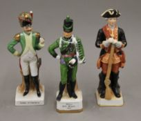 Three porcelain models of soldiers