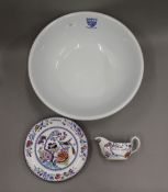 Three Cambridge College pottery items;