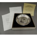 A sterling silver dish decorated with a giraffe by BERNARD BUFFET, boxed with certificate.