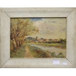 M WATTLING, Fen Ditton, oil on board, framed. 32 cm wide.