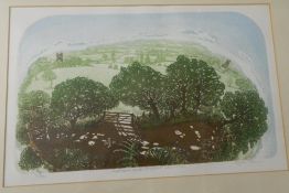 GLYNN THOMAS, Dedham and Stratford Churches, lithograph, numbered 59/100, framed and glazed. 31.