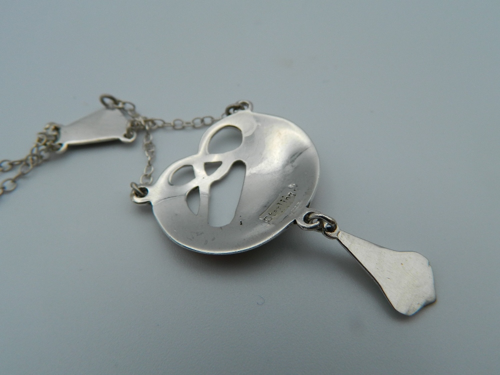 An Art Nouveau style silver enamel pendant. 4.5 cm high. - Image 3 of 4